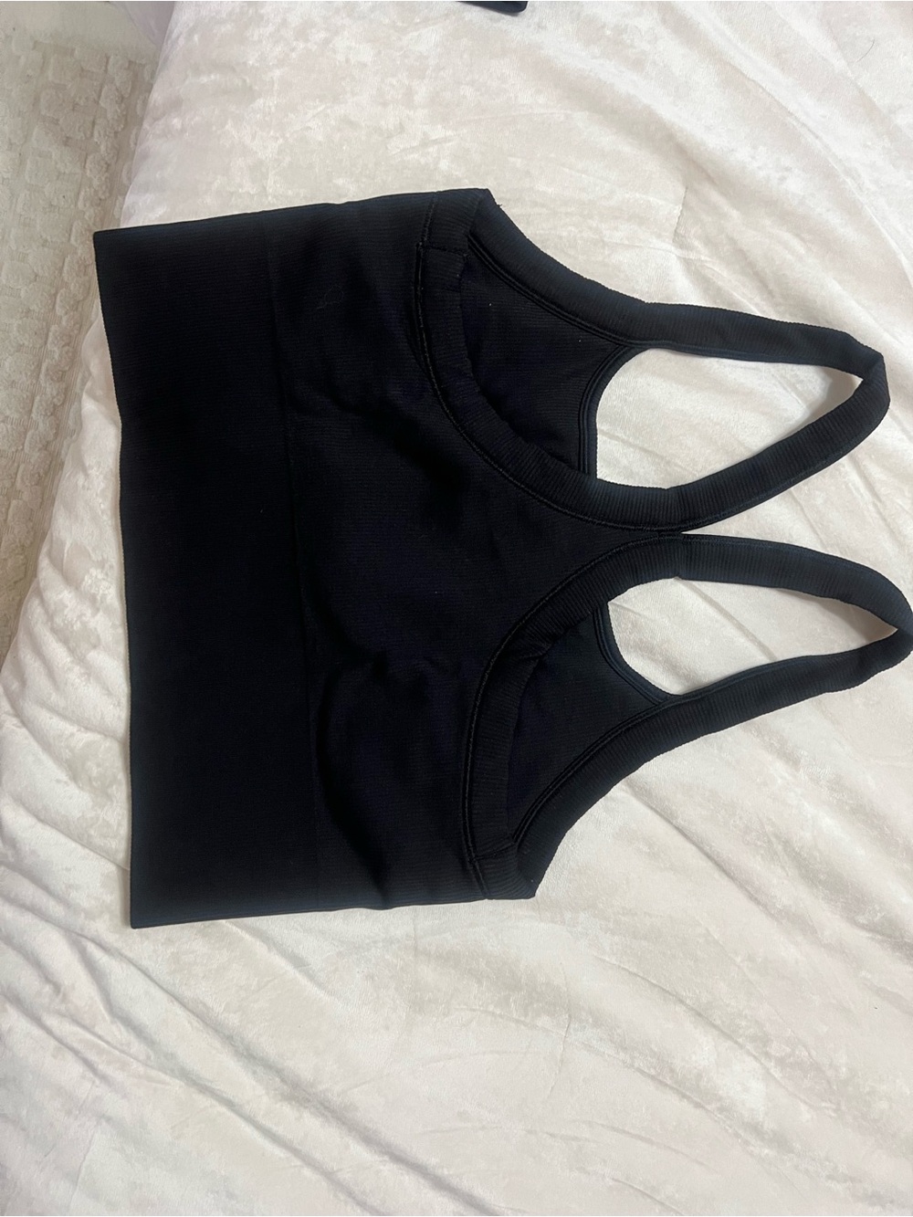 Athleta Black Ribbed Racerback Crop - Picture 2 of 4